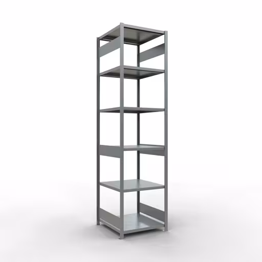 Grundregal, Fachbodenregal Stecksystem MULTIplus250, 3000 x 750 x 800 mm (HxBxT), 7 Fachböden, Längenriegel, verzinkt aus der Kategorie Grundregal mit der Artikelnummer 12982-75-LR