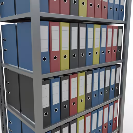 Abbildung Nr 12 des Artikels Grundregal, Büro-Fachbodenregal Stecksystem MULTIplus150, 2300 x 1000 x 600 mm (HxBxT), 7 Fachböden, Längenriegel, verzinkt, ohne Mittelanschlag aus der Produktgruppe Büroregale von der Marke Schulte Lagertechnik