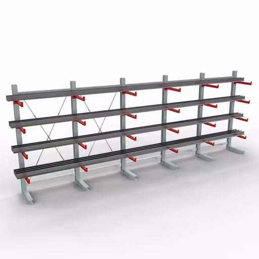 K 3000 Komplettregal, einseitig, 2500 x 6500 x 600 mm, RAL 7001 / RAL 3000, 5 Lagerebenen von Schulte Lagertechnik mit der Artikelnr. 27714