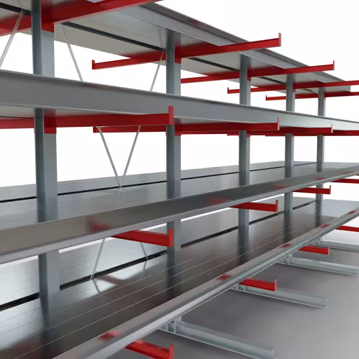 Produktbild Nr 12 des Artikels K 6000 Komplettregal, doppelseitig, 3000 x 2x 7500 x 2x 1000 mm, RAL 7001 / RAL 3000, 5 Lagerebenen Abbildung Nr 12 des Artikels K 6000 Komplettregal, doppelseitig, 3000 x 2x 7500 x 2x 1000 mm, RAL 7001 / RAL 3000, 5 Lagerebenen aus der Produktgruppe Kragarmregale von der Marke Schulte Lagertechnik