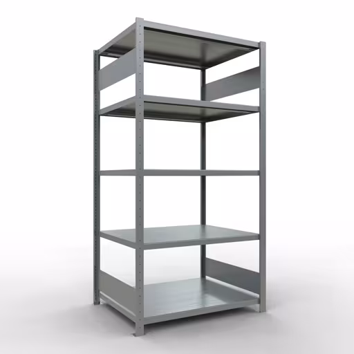 Grundregal, Fachbodenregal Stecksystem MULTIplus250, 2000 x 1000 x 800 mm (HxBxT), 5 Fachböden, Längenriegel, verzinkt aus der Kategorie Grundregal mit der Artikelnummer 12980-LR