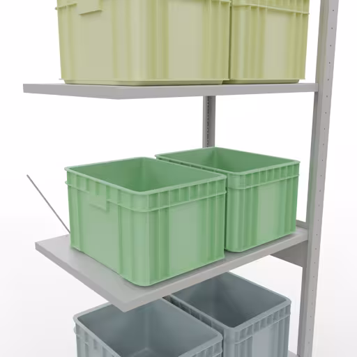 Anbauregal, Fachbodenregal Stecksystem MULTIplus150, 2500 x 750 x 500 mm (HxBxT), 6 Fachböden, Kreuzstrebe, RAL 7035 lichtgrau von Schulte Lagertechnik mit der Artikelnr. 32656-75