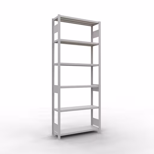 Grundregal, Fachbodenregal Stecksystem MULTIplus330, 2500 x 1000 x 300 mm (HxBxT), 6 Fachböden, Längenriegel, RAL 7035 lichtgrau aus der Kategorie Grundregal mit der Artikelnummer 33831-LR