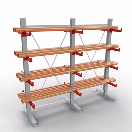 K 3000 Komplettregal, doppelseitig, 2500 x 2600 x 400 mm, RAL 7001 / RAL 3000, 5 Lagerebenen von der Marke Schulte Lagertechnik aus der Produktreihe Kragarmregale