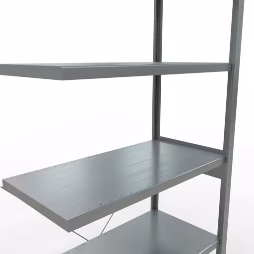 Zusatzbild des Artikels Anbauregal, Fachbodenregal Stecksystem MULTIplus330, 2500 x 1000 x 500 mm (HxBxT), 6 Fachböden, Kreuzstrebe, verzinkt aus Anbauregal