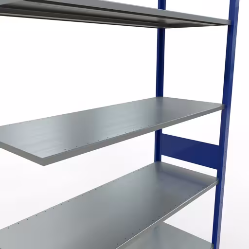 Produktbild Nr.6 des Artikels Anbauregal, Fachbodenregal Stecksystem MULTIplus150, 3000 x 1300 x 500 mm (HxBxT), 7 Fachböden, Längenriegel, RAL 5010 enzianblau/verzinkt aus der Produktreihe Stecksystem von der Marke Schulte Lagertechnik