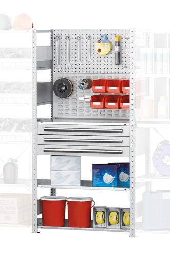 Grundregal Regalmodul M3, 2000 x 1000 x 500 mm, RAL 7035 lichtgrau/verzinkt, 3 MULTIplus150-Fachböden aus der Kategorie Grundregal mit der Artikelnummer 12750-M4