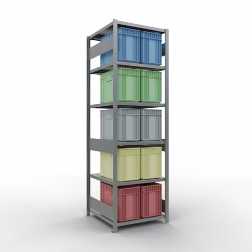 Grundregal, Fachbodenregal Stecksystem MULTIplus250, 2500 x 750 x 800 mm (HxBxT), 6 Fachböden, Längenriegel, verzinkt von der Marke Schulte Lagertechnik aus der Produktreihe Stecksystem