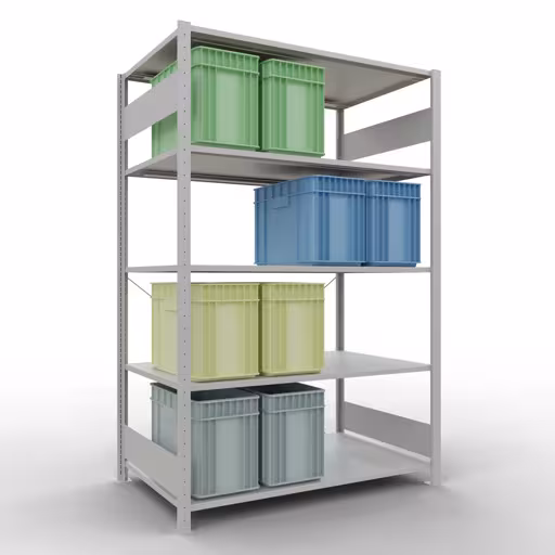Andere Ansicht des Artikels Stecksystem Grundregal 2000x1300x800 mm, Typ 150 kg, lichtgrau aus der Kategorie Stecksystem