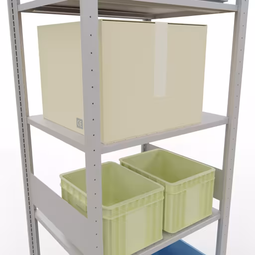 Produktbild Nr.7 des Artikels Grundregal, Fachbodenregal Stecksystem MULTIplus150, 3000 x 750 x 600 mm (HxBxT), 7 Fachböden, Längenriegel, RAL 7035 lichtgrau aus der Produktreihe Stecksystem von der Marke Schulte Lagertechnik