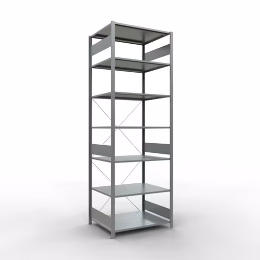 Grundregal, Fachbodenregal Stecksystem MULTIplus150, 3000 x 1000 x 800 mm (HxBxT), 7 Fachböden, Kreuzstrebe, verzinkt aus der Kategorie Grundregal mit der Artikelnummer 12582
