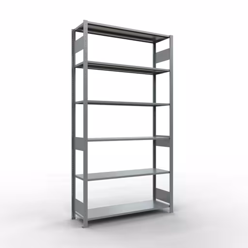 Grundregal, Fachbodenregal Stecksystem MULTIplus150, 2500 x 1300 x 400 mm (HxBxT), 6 Fachböden, Längenriegel, verzinkt aus der Kategorie Grundregal mit der Artikelnummer 12741-130-LR