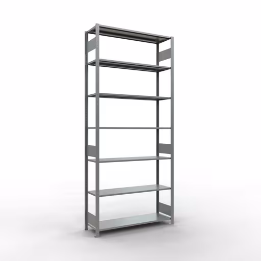 Grundregal, Fachbodenregal Stecksystem MULTIplus150, 3000 x 1300 x 400 mm (HxBxT), 7 Fachböden, Längenriegel, verzinkt aus der Kategorie Grundregal mit der Artikelnummer 12742-130-LR