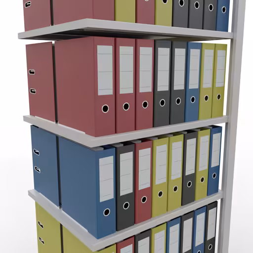 Abbildung Nr 14 des Artikels Anbauregal, Büro-Fachbodenregal Stecksystem MULTIplus150, 2300 x 750 x 600 mm (HxBxT), 7 Fachböden, Längenriegel, ohne Mittelanschlag, lichtgrau aus der Produktgruppe Büroregale von der Marke Schulte Lagertechnik