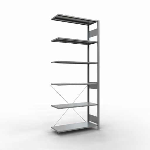 Anbauregal, Fachbodenregal Stecksystem MULTIplus85, 2500 x 1000 x 400 mm (HxBxT), 6 Fachböden, Kreuzstrebe, verzinkt aus der Kategorie Anbauregal mit der Artikelnummer 13146