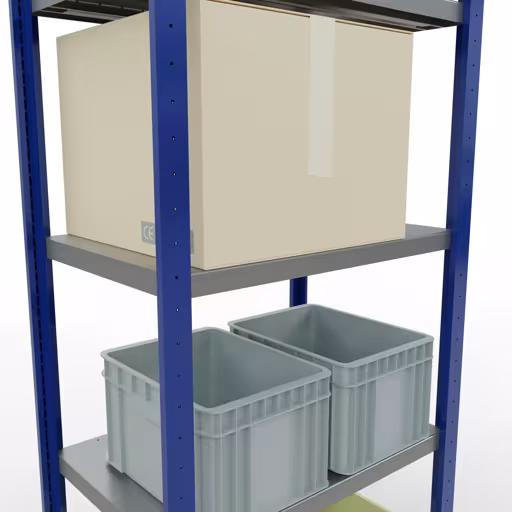 Abbildung Nr 10 des Artikels Grundregal, Fachbodenregal Stecksystem MULTIplus250, 2000 x 750 x 500 mm (HxBxT), 5 Fachböden, Längenriegel, RAL 5010 enzianblau/verzinkt/verzinkt aus der Produktgruppe Stecksystem von der Marke Schulte Lagertechnik