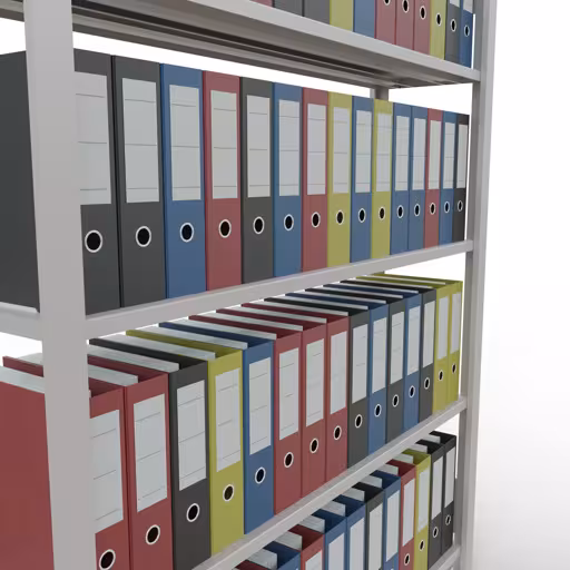 Zusatzbild des Artikels Grundregal, Büro-Fachbodenregal Stecksystem MULTIplus85, 1800 x 1300 x 300 mm (HxBxT), 5 Fachböden, Kreuzstrebe, ohne Anschlagleiste, lichtgrau aus Stecksystem