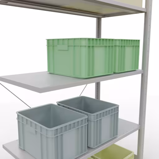 Anbauregal, Fachbodenregal Stecksystem MULTIplus150, 2000 x 1000 x 500 mm (HxBxT), 5 Fachböden, Kreuzstrebe, RAL 7035 lichtgrau von Schulte Lagertechnik aus der Kategorie Stecksystem
