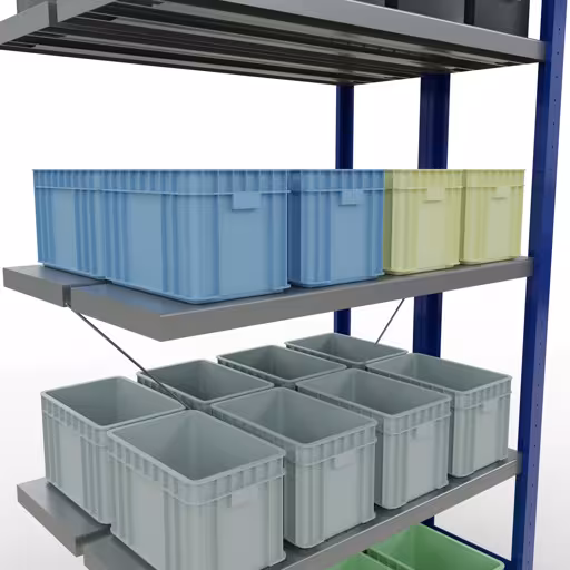 Anbauregal, Doppelregal, Fachbodenregal Stecksystem MULTIplus250, 2000 x 1000 x (2x300) mm (HxBxT), 2x5 Fachböden, Kreuzstrebe, RAL 5010 enzianblau von Schulte Lagertechnik aus der Kategorie Fachbodenregale