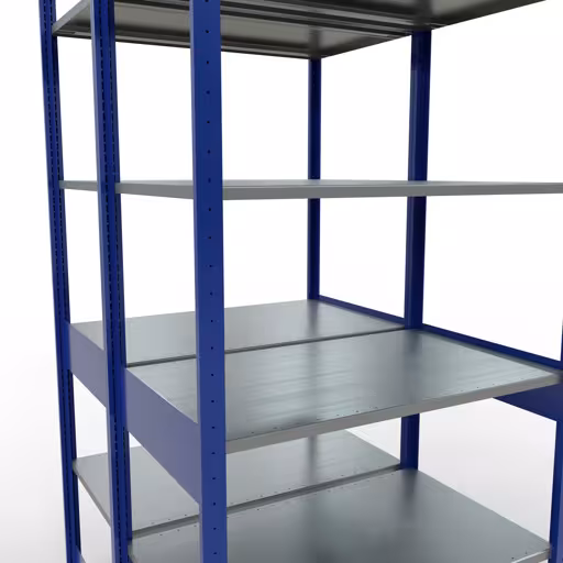 Grundregal, Doppelregal, Fachbodenregal Stecksystem MULTIplus150, 2500 x 1000 x (2x600) mm (HxBxT), 2x6 Fachböden, Längenriegel, RAL 5010 enzianblau von Schulte Lagertechnik mit der Artikelnr. 33161-B