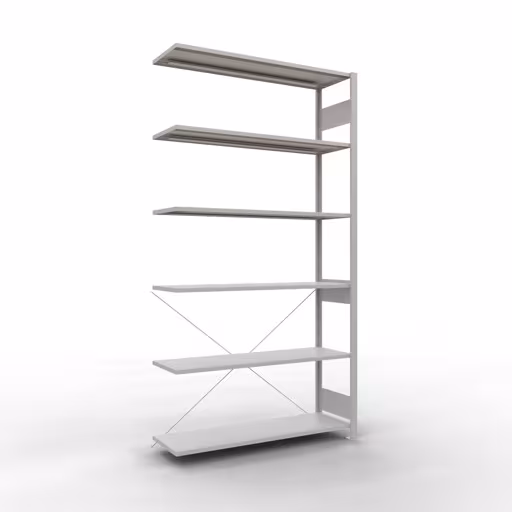 Stecksystem Anbauregal 2500x1300x400 mm, Typ 150 kg, lichtgrau aus der Kategorie Anbauregal mit der Artikelnummer 32646-130