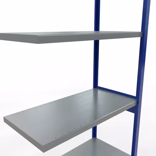 Anbauregal, Fachbodenregal Stecksystem MULTIplus250, 3000 x 1000 x 500 mm (HxBxT), 7 Fachböden, Längenriegel, RAL 5010 enzianblau/verzinkt von Schulte Lagertechnik mit der Artikelnr. 12957-LR-B