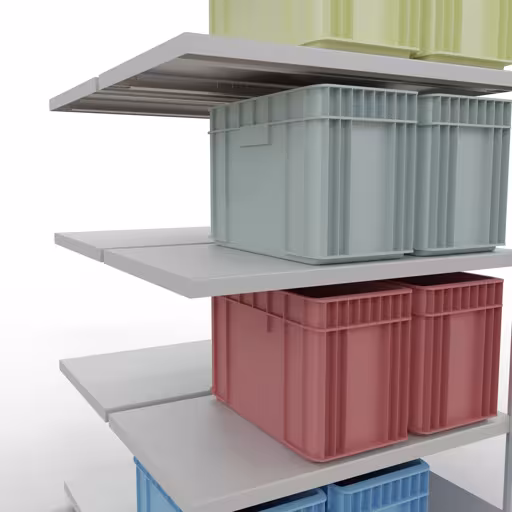 Produktbild Nr.8 des Artikels Anbauregal, Doppelregal, Fachbodenregal Stecksystem MULTIplus250, 2000 x 1000 x (2x600) mm (HxBxT), 2x5 Fachböden, Längenriegel, RAL 7035 lichtgrau aus der Produktreihe Fachbodenregale von der Marke Schulte Lagertechnik