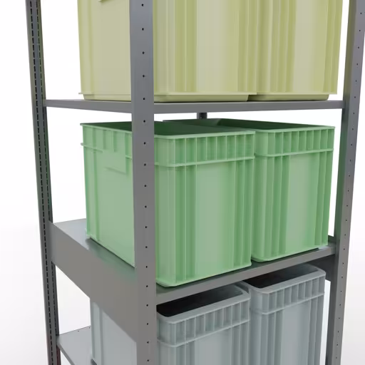 Produktbild Nr.7 des Artikels Grundregal, Fachbodenregal Stecksystem MULTIplus150, 2500 x 750 x 800 mm (HxBxT), 6 Fachböden, Längenriegel, verzinkt aus der Produktreihe Stecksystem von der Marke Schulte Lagertechnik
