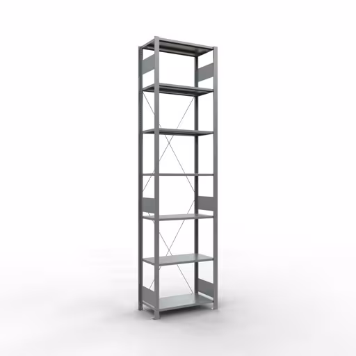 Grundregal, Fachbodenregal Stecksystem MULTIplus150, 3000 x 750 x 400 mm (HxBxT), 7 Fachböden, Kreuzstrebe, verzinkt aus der Kategorie Grundregal mit der Artikelnummer 12742-75