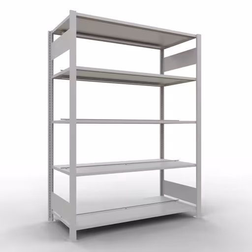 Grundregal, Büro-Fachbodenregal Stecksystem MULTIplus150, 1800 x 1300 x 600 mm (HxBxT), 5 Fachböden, Längenriegel, mit Mittelanschlag, lichtgrau von der Marke Schulte Lagertechnik Grundregal, Büro-Fachbodenregal Stecksystem MULTIplus150, 1800 x 1300 x 600 mm (HxBxT), 5 Fachböden, Längenriegel, mit Mittelanschlag, lichtgrau aus der Kategorie Stecksystem mit der Artikelnummer 36038