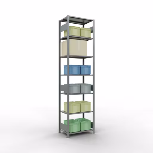 Grundregal, Fachbodenregal Stecksystem MULTIplus150, 3000 x 750 x 500 mm (HxBxT), 7 Fachböden, Längenriegel, verzinkt von der Marke Schulte Lagertechnik aus der Produktreihe Stecksystem