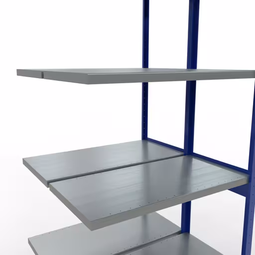 Anbauregal, Doppelregal, Fachbodenregal Stecksystem MULTIplus250, 3000 x 1000 x (2x500) mm (HxBxT), 2x7 Fachböden, Längenriegel, RAL 5010 enzianblau von der Marke Schulte Lagertechnik aus der Produktreihe Fachbodenregale