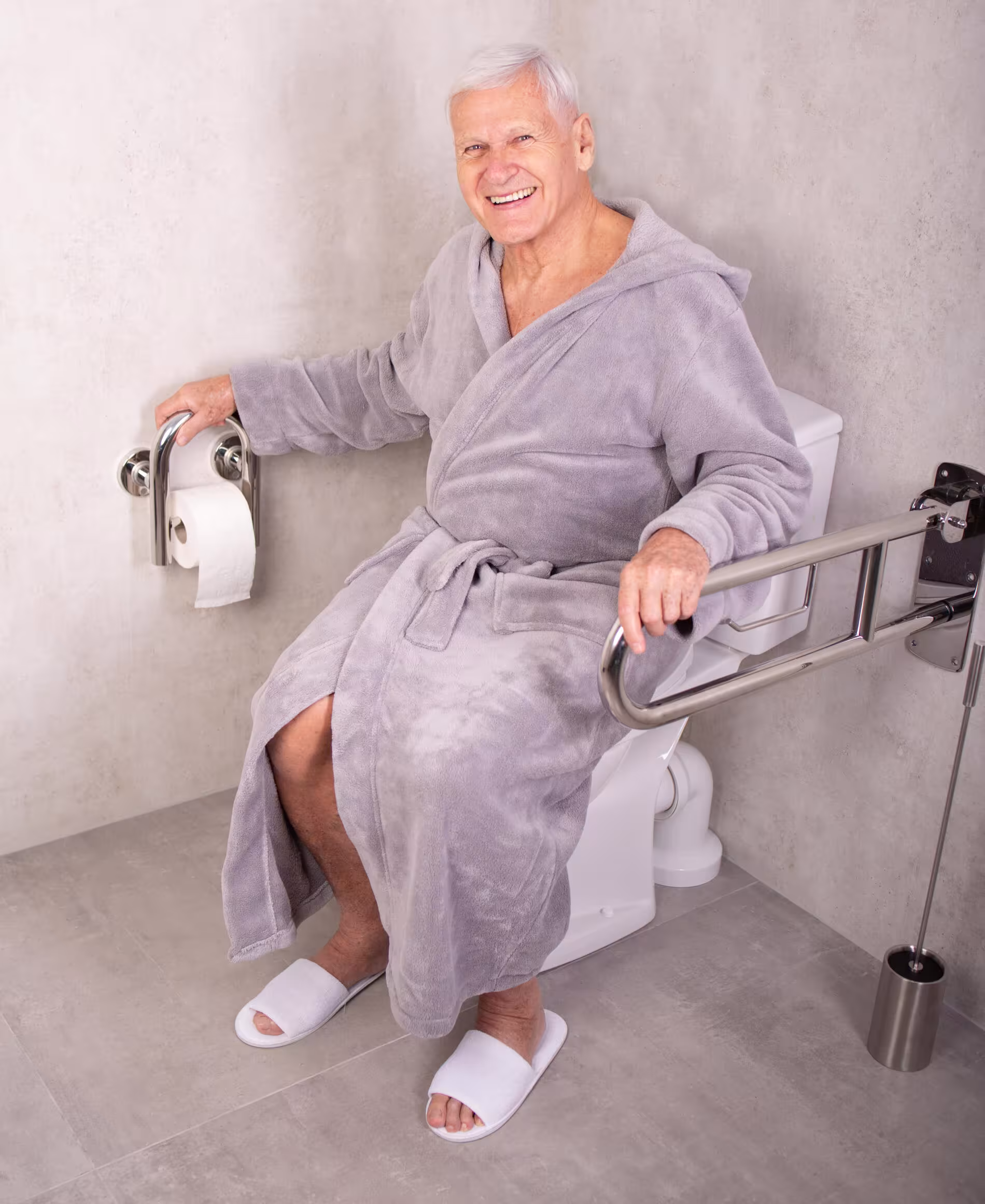 WC-Haltegriff Uwe, chromfarben, inkl. WC-Papierhalter, Edelstahl mit der GTIN 4006956187549 WC-Haltegriff Uwe, chromfarben, inkl. WC-Papierhalter, Edelstahl von Ridder mit der Artikelnr. A220300