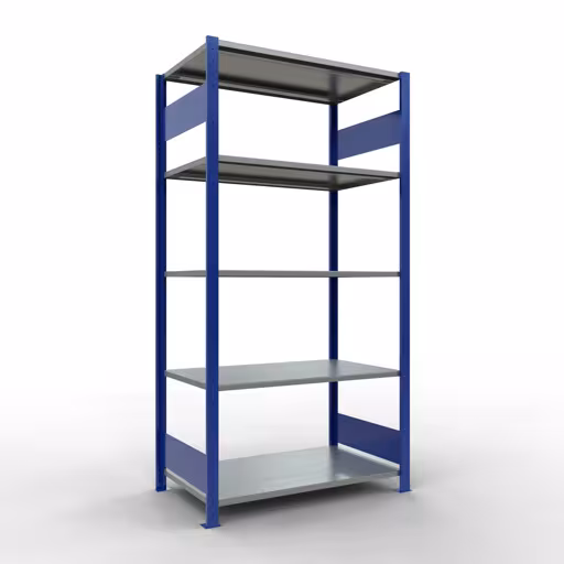 Grundregal, Fachbodenregal Stecksystem MULTIplus85, 2000 x 1000 x 600 mm (HxBxT), 5 Fachböden, Längenriegel, RAL 5010 enzianblau aus der Kategorie Grundregal mit der Artikelnummer 13160-LR-B