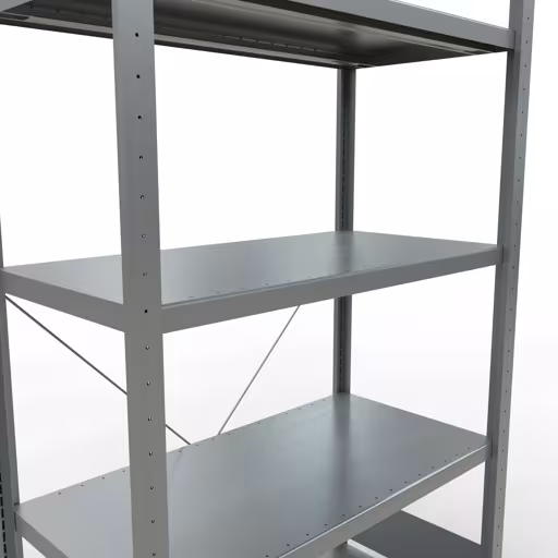 Grundregal, Fachbodenregal Stecksystem MULTIplus250, 2000 x 1000 x 500 mm (HxBxT), 5 Fachböden, Kreuzstrebe, verzinkt von der Marke Schulte Lagertechnik aus der Produktreihe Stecksystem