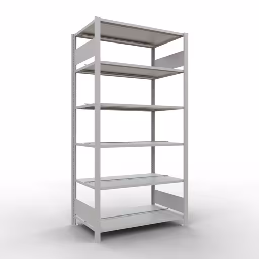 Grundregal, Büro-Fachbodenregal Stecksystem MULTIplus150, 2000 x 1000 x 600 mm (HxBxT), 6 Fachböden, Längenriegel, mit Mittelanschlag, lichtgrau von der Marke Schulte Lagertechnik Grundregal, Büro-Fachbodenregal Stecksystem MULTIplus150, 2000 x 1000 x 600 mm (HxBxT), 6 Fachböden, Längenriegel, mit Mittelanschlag, lichtgrau aus der Kategorie Stecksystem mit der Artikelnummer 36043