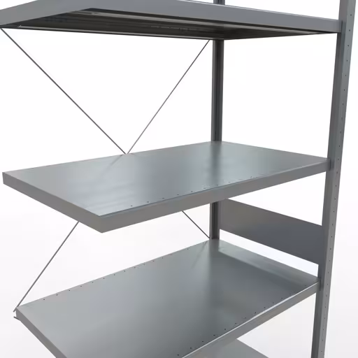 Anbauregal, Fachbodenregal Stecksystem MULTIplus250, 3000 x 1000 x 600 mm (HxBxT), 7 Fachböden, Kreuzstrebe, verzinkt mit der GTIN 4004514203069 Anbauregal, Fachbodenregal Stecksystem MULTIplus250, 3000 x 1000 x 600 mm (HxBxT), 7 Fachböden, Kreuzstrebe, verzinkt von Schulte Lagertechnik mit der Artikelnr. 12967