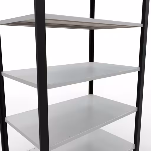 Grundregal, Büro-Fachbodenregal Stecksystem MULTIplus150, 2300 x 1000 x 600 mm (HxBxT), 7 Fachböden, Längenriegel, ohne Mittelanschlag, schwarz/lichtgrau aus der Kategorie Stecksystem mit der GTIN 4004514237552 Grundregal, Büro-Fachbodenregal Stecksystem MULTIplus150, 2300 x 1000 x 600 mm (HxBxT), 7 Fachböden, Längenriegel, ohne Mittelanschlag, schwarz/lichtgrau von der Marke Schulte Lagertechnik aus der Produktreihe Büroregale