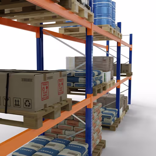 Produktbild Nr 17 des Artikels Palettenregal 3 Felder á 2700 mm - 4000x1100mm,HxT,12 Holme (2400kg) Abbildung Nr 17 des Artikels Palettenregal 3 Felder á 2700 mm - 4000x1100mm,HxT,12 Holme (2400kg) aus der Produktgruppe Palettenregale von der Marke Schulte Lagertechnik