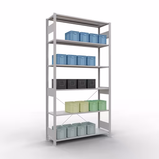 Produktbild Nr.6 des Artikels Stecksystem Grundregal 2500x1300x400 mm, Typ 150 kg, lichtgrau aus der Produktreihe Stecksystem von der Marke Schulte Lagertechnik
