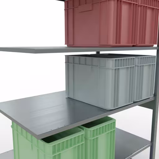 Anbauregal, Fachbodenregal Stecksystem MULTIplus150, 2500 x 1300 x 800 mm (HxBxT), 6 Fachböden, Längenriegel, verzinkt von Schulte Lagertechnik aus der Kategorie Stecksystem