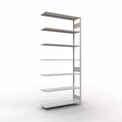 Anbauregal, Fachbodenregal Stecksystem MULTIplus150, 3000 x 1300 x 400 mm (HxBxT), 7 Fachböden, Längenriegel, RAL 7035 lichtgrau aus der Kategorie Anbauregal mit der Artikelnummer 32647-130-LR
