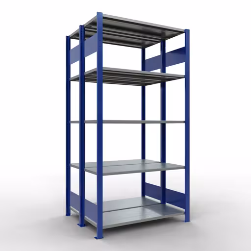 Produktbild Nr.14 des Artikels Grundregal, Doppelregal, Fachbodenregal Stecksystem MULTIplus150, 2000 x 1000 x (2x400) mm (HxBxT), 2x5 Fachböden, Längenriegel, RAL 5010 enzianblau aus der Produktreihe Fachbodenregale von der Marke Schulte Lagertechnik