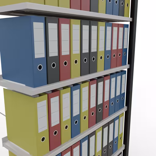 Anbauregal, Büro-Fachbodenregal Stecksystem MULTIplus85, 2300 x 1000 x 300 mm (HxBxT), 7 Fachböden, Kreuzstrebe, mit Anschlagleiste, schwarz/lichtgrau von Schulte Lagertechnik aus der Kategorie Büroregale