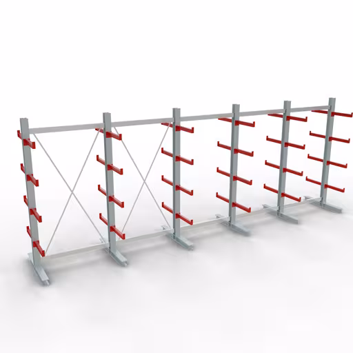 K 3000 Komplettregal, doppelseitig, 2500 x 6500 x 500 mm, RAL 7001 / RAL 3000, 5 Lagerebenen von der Marke Schulte Lagertechnik K 3000 Komplettregal, doppelseitig, 2500 x 6500 x 500 mm, RAL 7001 / RAL 3000, 5 Lagerebenen aus der Kategorie K3000 für mittelschwere Güter mit der Artikelnummer 27728