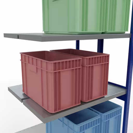 Anbauregal, Doppelregal, Fachbodenregal Stecksystem MULTIplus250, 3000 x 1000 x (2x400) mm (HxBxT), 2x7 Fachböden, Längenriegel, RAL 5010 enzianblau von der Marke Schulte Lagertechnik aus der Produktreihe Fachbodenregale