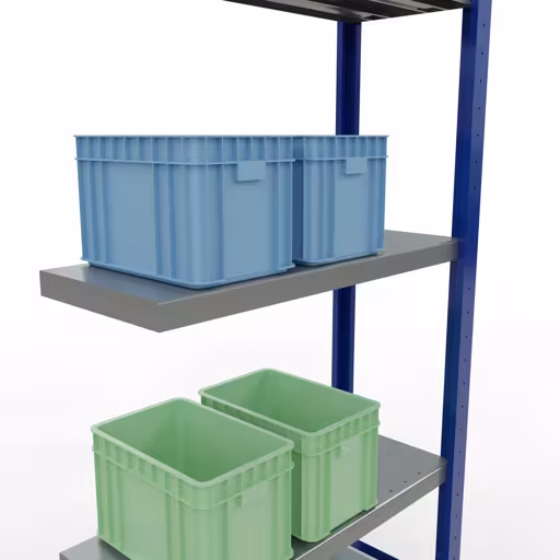 Abbildung Nr 13 des Artikels Anbauregal, Fachbodenregal Stecksystem MULTIplus250, 2000 x 750 x 300 mm (HxBxT), 5 Fachböden, Längenriegel, RAL 5010 enzianblau/verzinkt/verzinkt aus der Produktgruppe Stecksystem von der Marke Schulte Lagertechnik