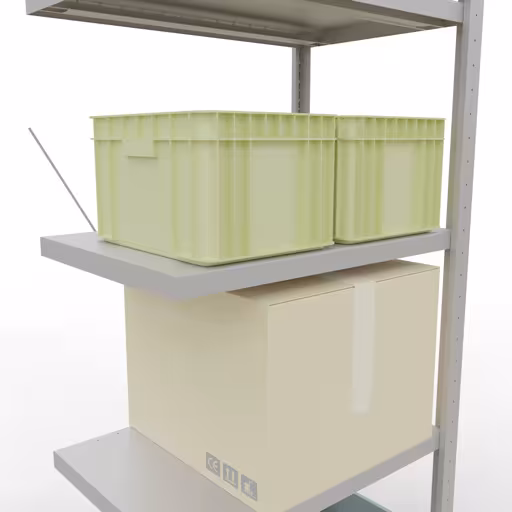 Anbauregal, Fachbodenregal Stecksystem MULTIplus250, 2000 x 750 x 500 mm (HxBxT), 5 Fachböden, Kreuzstrebe, RAL 7035 lichtgrau von der Marke Schulte Lagertechnik aus der Produktreihe Stecksystem