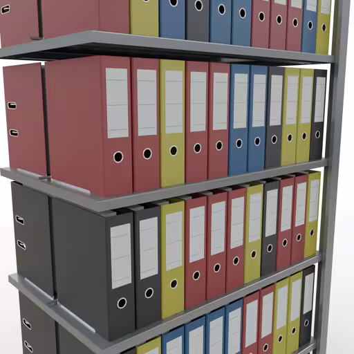 Abbildung Nr 11 des Artikels Anbauregal, Büro-Fachbodenregal Stecksystem MULTIplus150, 2300 x 1000 x 600 mm (HxBxT), 7 Fachböden, Längenriegel, verzinkt, mit Mittelanschlag aus der Produktgruppe Büroregale von der Marke Schulte Lagertechnik