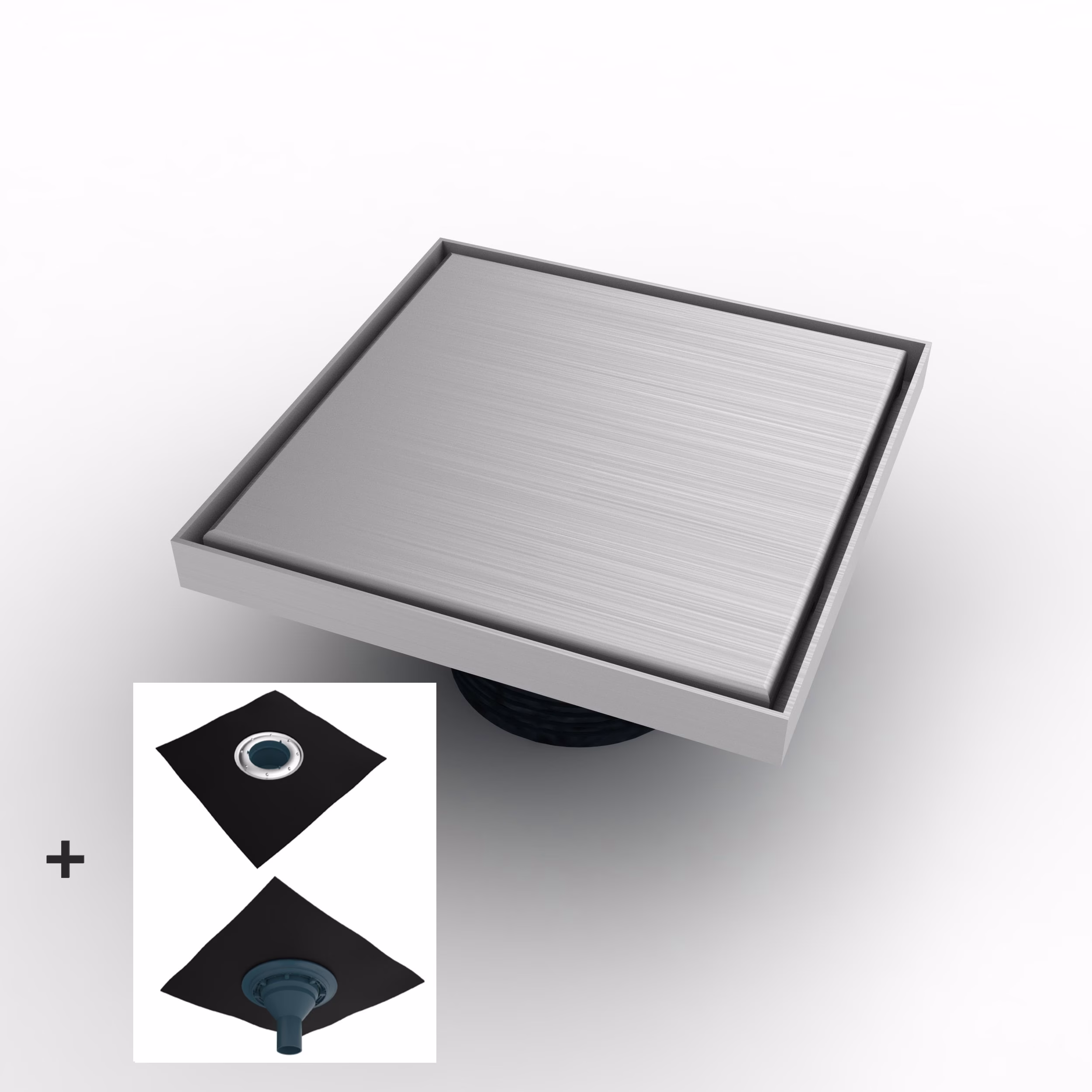 Mert Ultra Flach 20x20 cm Bodenablauf Design „Edel“, Ablauf DIN 50